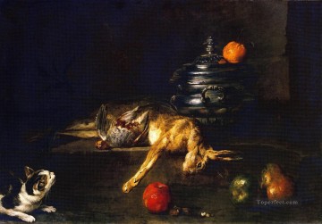  Chardin Art - Jean Baptiste Simeon Chardin xx Une soupière avec un chat traquant une perdrix et un lièvre